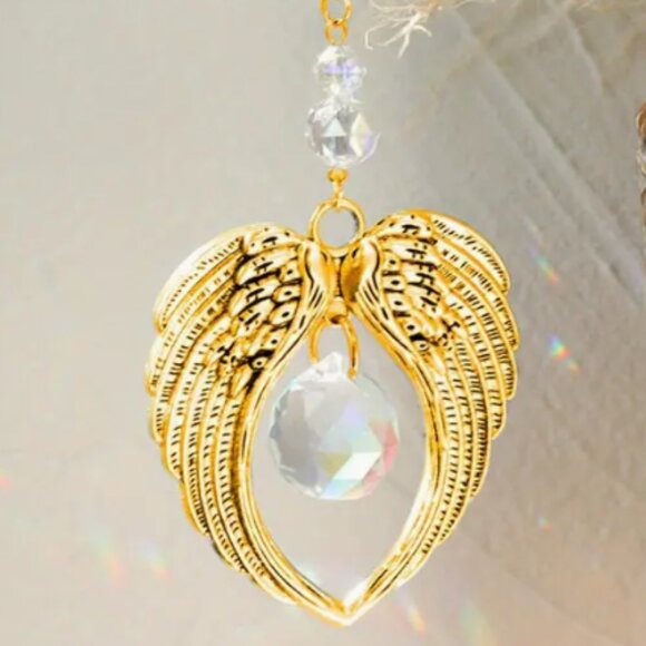 d'vine Products Other - Remembrance Angel Wings Crystal Sun Catcher - Guardian Angel Crystal & Gold